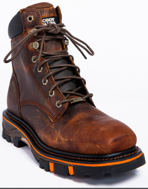 Leatherwork Jobs - Men's Distressed Leather Work Boots Lace-Up