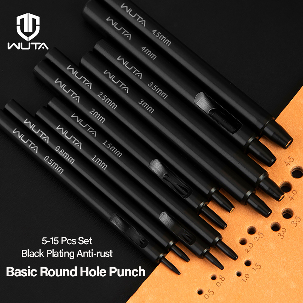 Leatherwork Hole Punch - WUTA 5-15Pcs Basic Black Anti-rust Leather