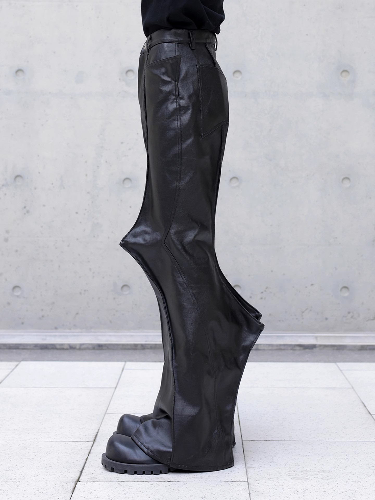 Leather Work Pants - Mauroicardi Autumn Long Black Waterproof Hard