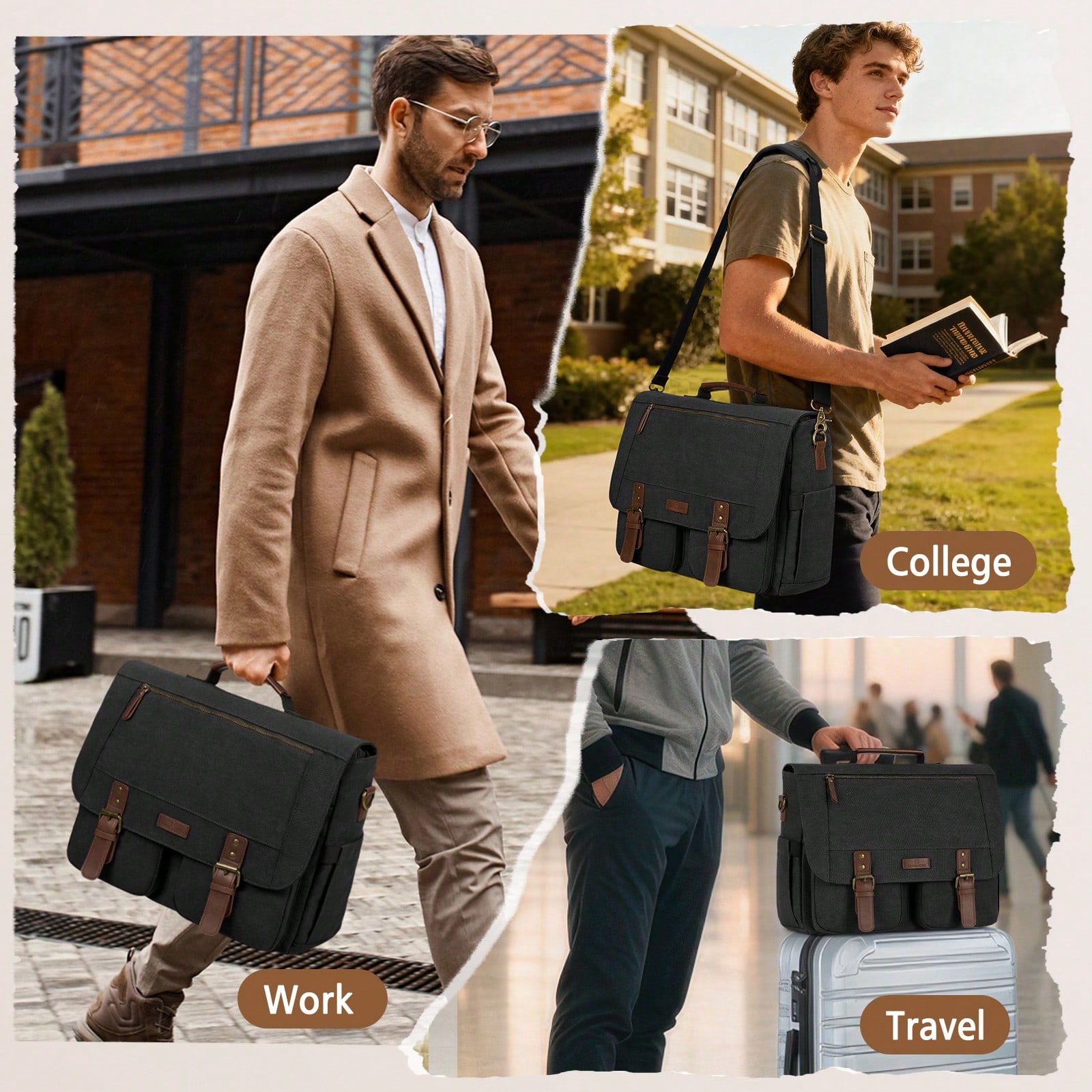 Vintage Men's Messenger Bag, 1 - Leatherwork Thread recensione e prezzo