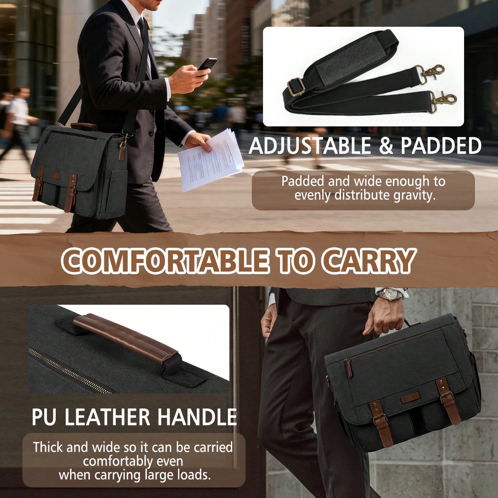 Vintage Men's Messenger Bag, 1 - Leatherwork Thread recensione e prezzo