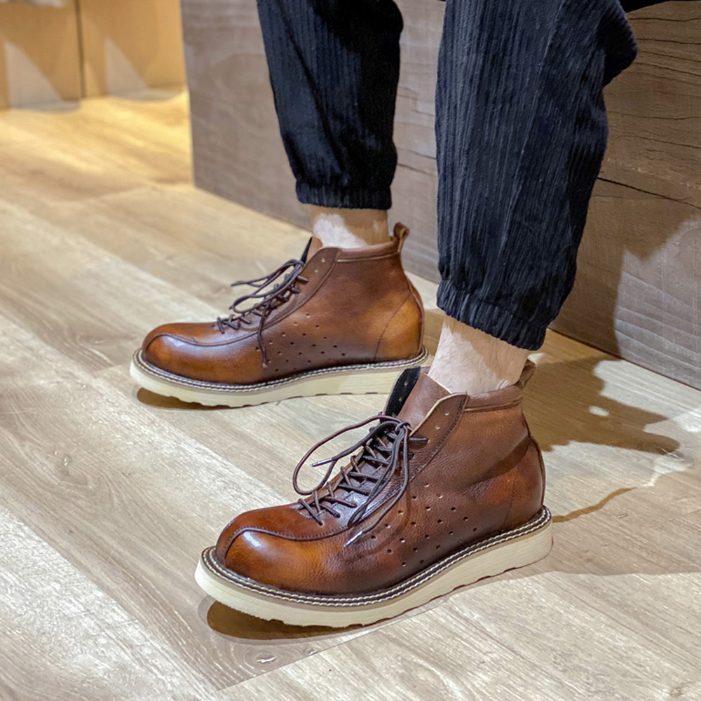 Men's Genuine Leather Hollow O - Leather Work Outfit recensione e prezzo