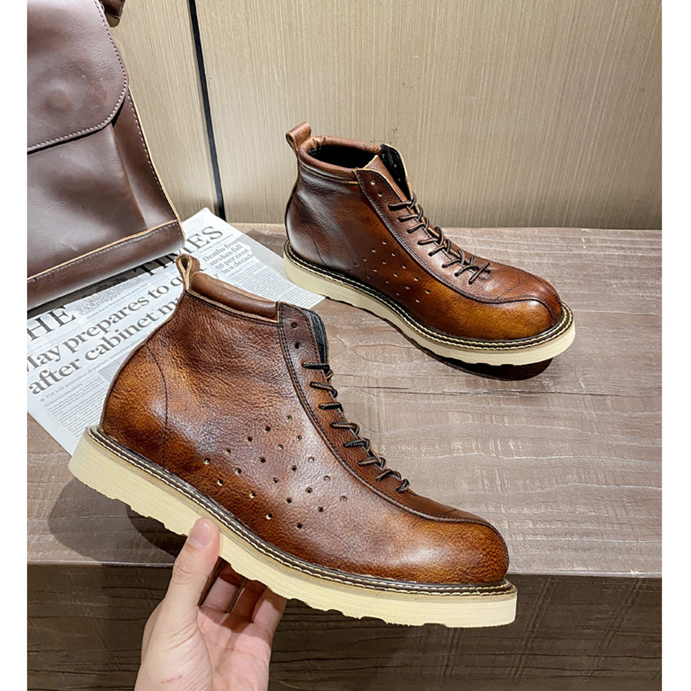 Men's Genuine Leather Hollow O - Leather Work Outfit recensione e prezzo