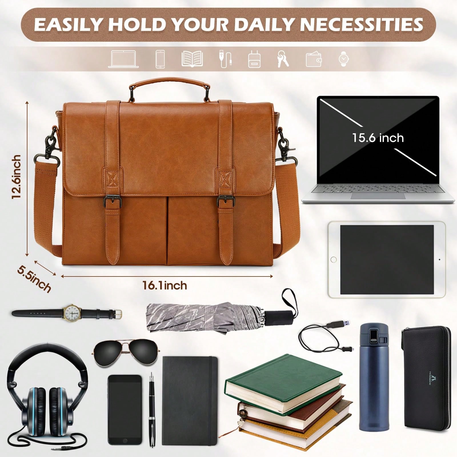 Messenger Bag For Men 15.6 Inc - Leatherwork Thread recensione e prezzo