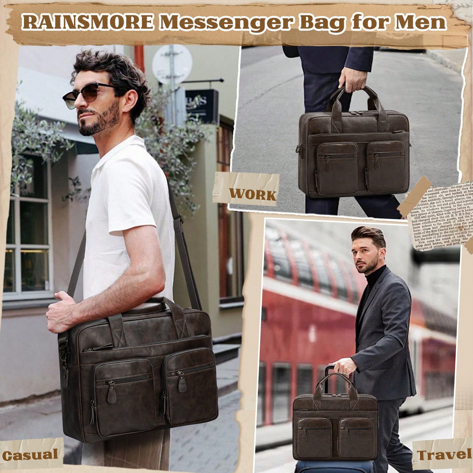 Vintage Messenger Bag For Men  - Leatherwork Thread recensione e prezzo