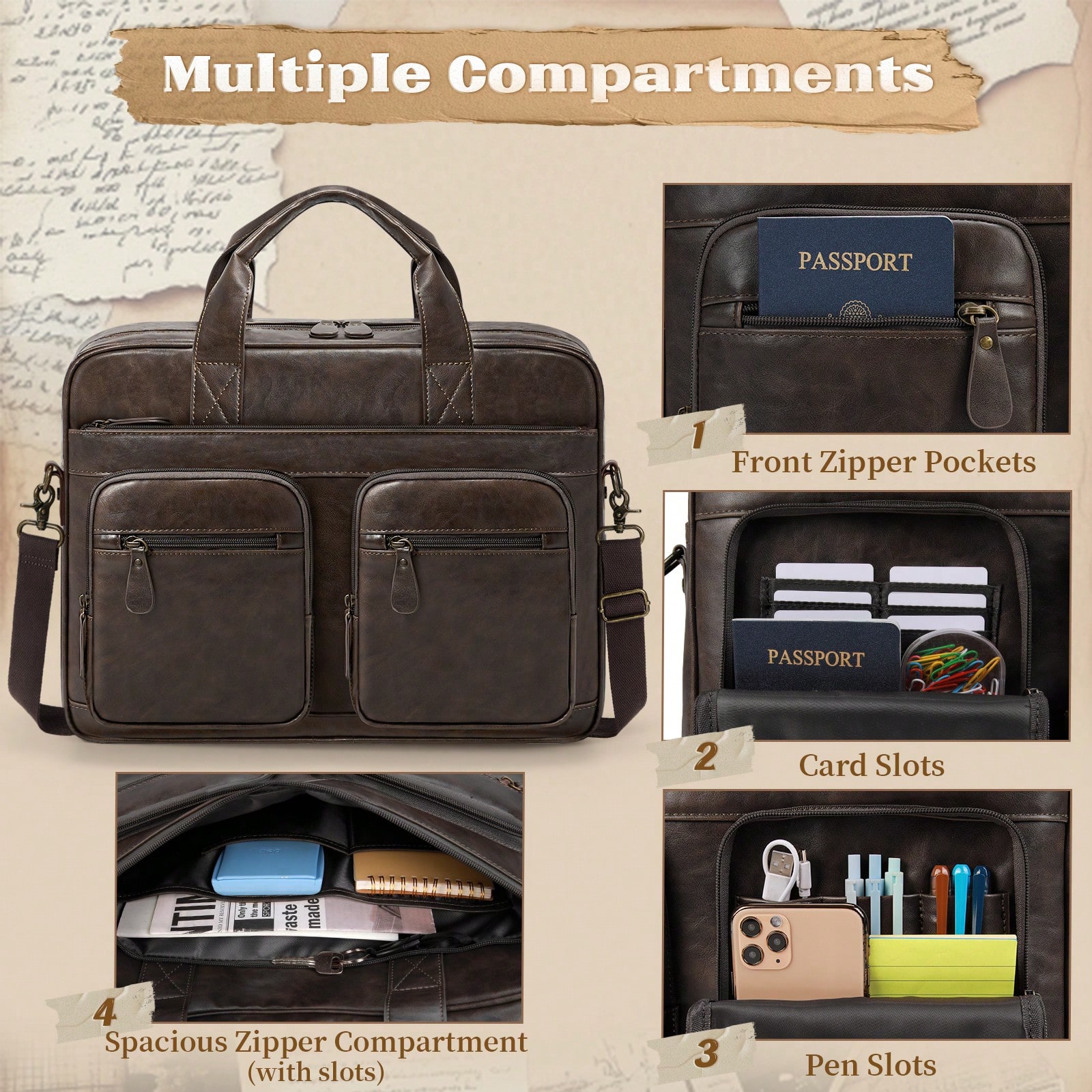 Vintage Messenger Bag For Men  - Leatherwork Thread recensione e prezzo