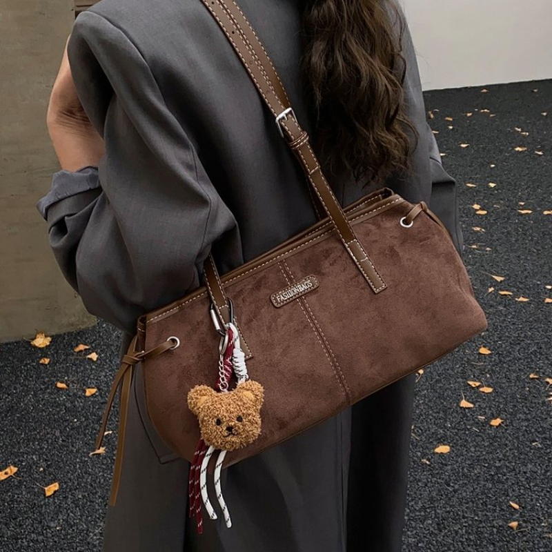 Vintage Brown Suede Shoulder B - Leather Work Outfit recensione e prezzo