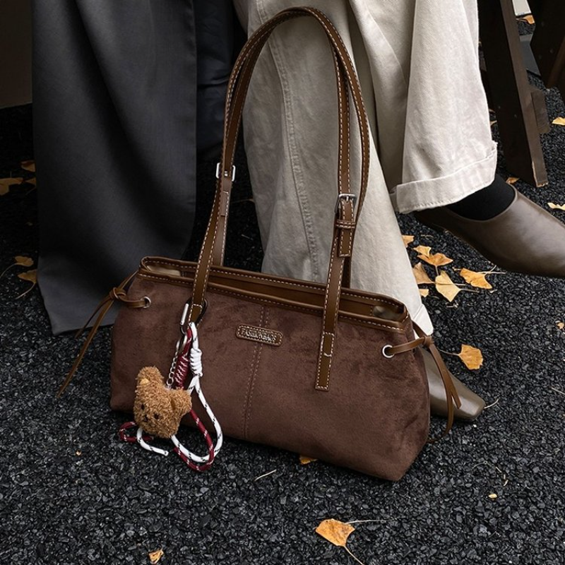 Vintage Brown Suede Shoulder B - Leather Work Outfit recensione e prezzo