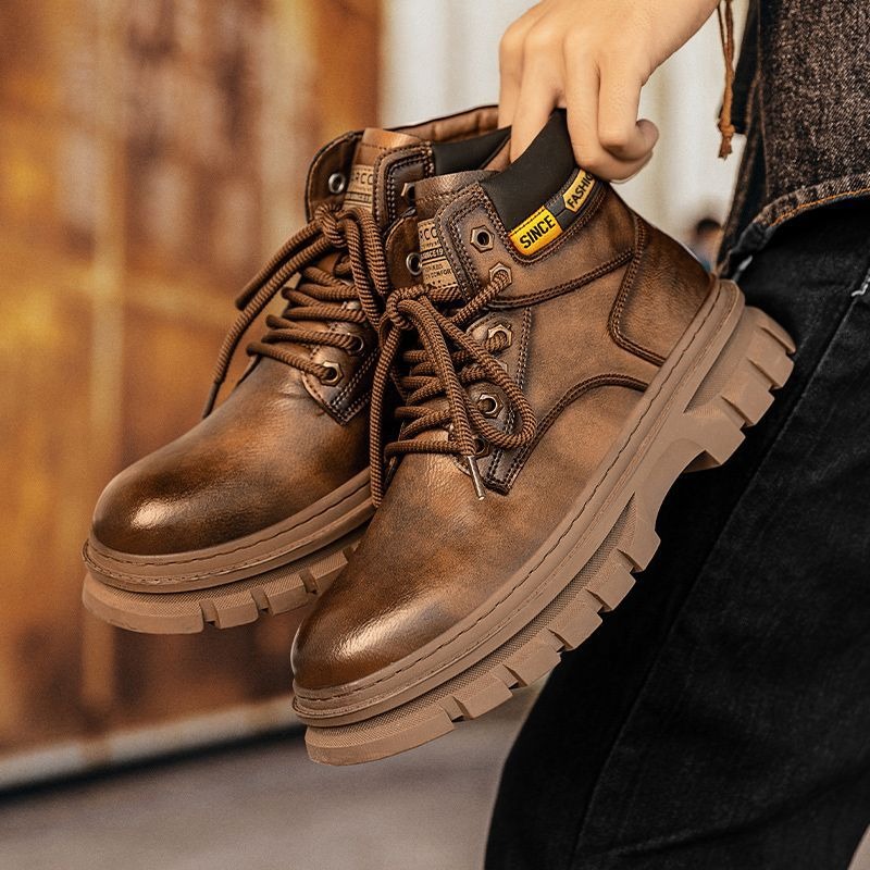 Vintage Men Platform Ankle Boo - Leather Work Flats recensione e prezzo