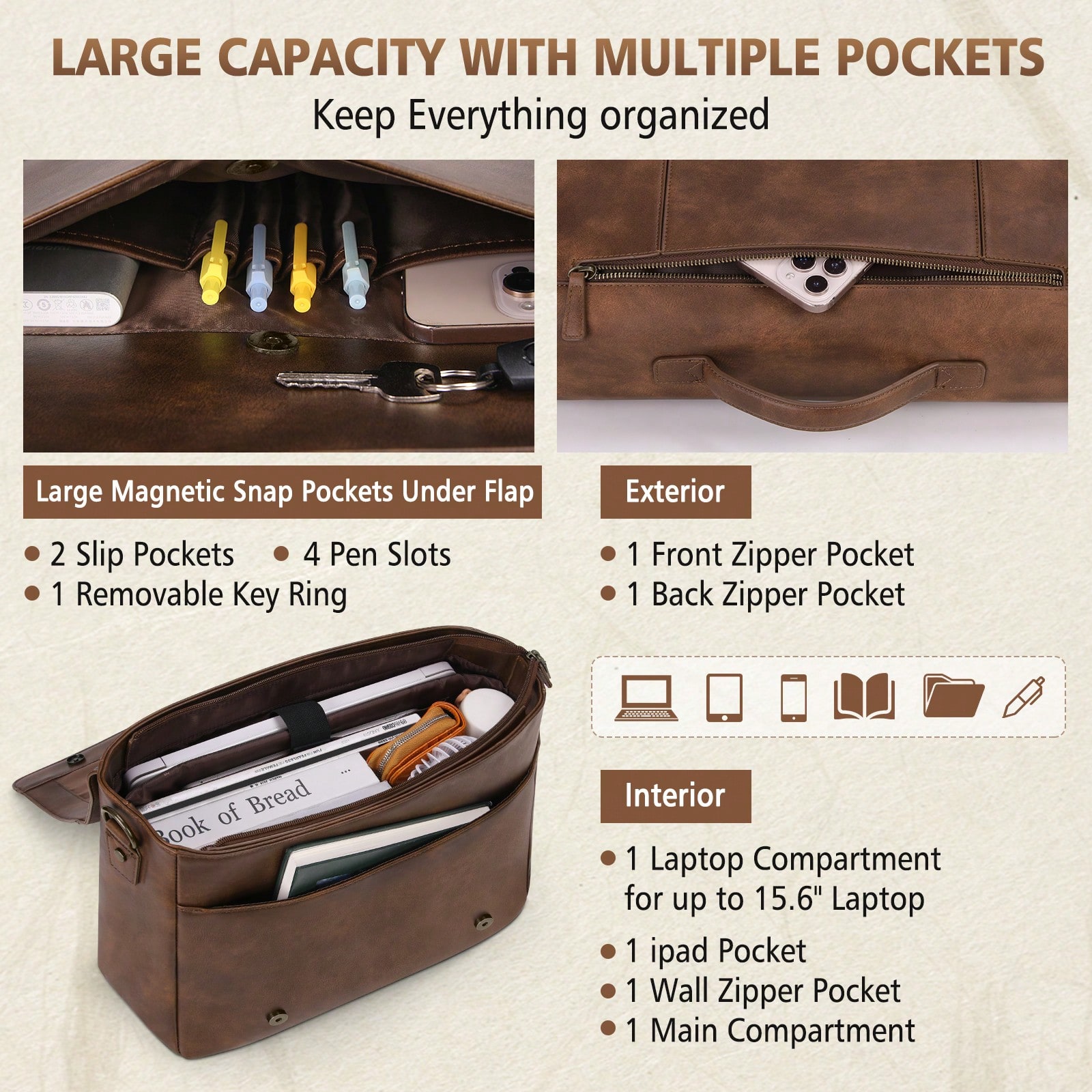 Leather Messenger Bag For Men  - Leatherwork Thread recensione e prezzo