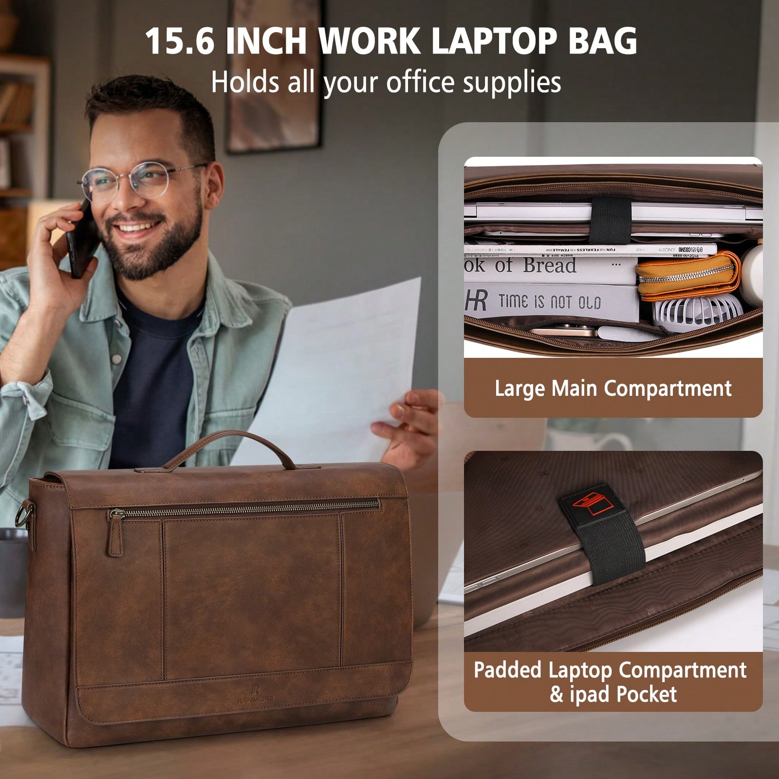 Leather Messenger Bag For Men  - Leatherwork Thread recensione e prezzo