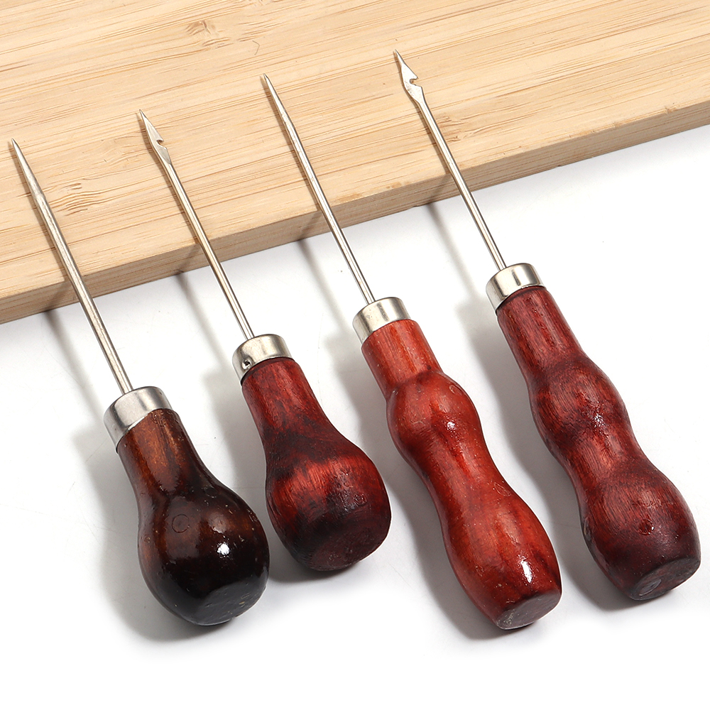 Wooden Handle Awls DIY Leather - Leatherwork Hole Punch recensione e prezzo