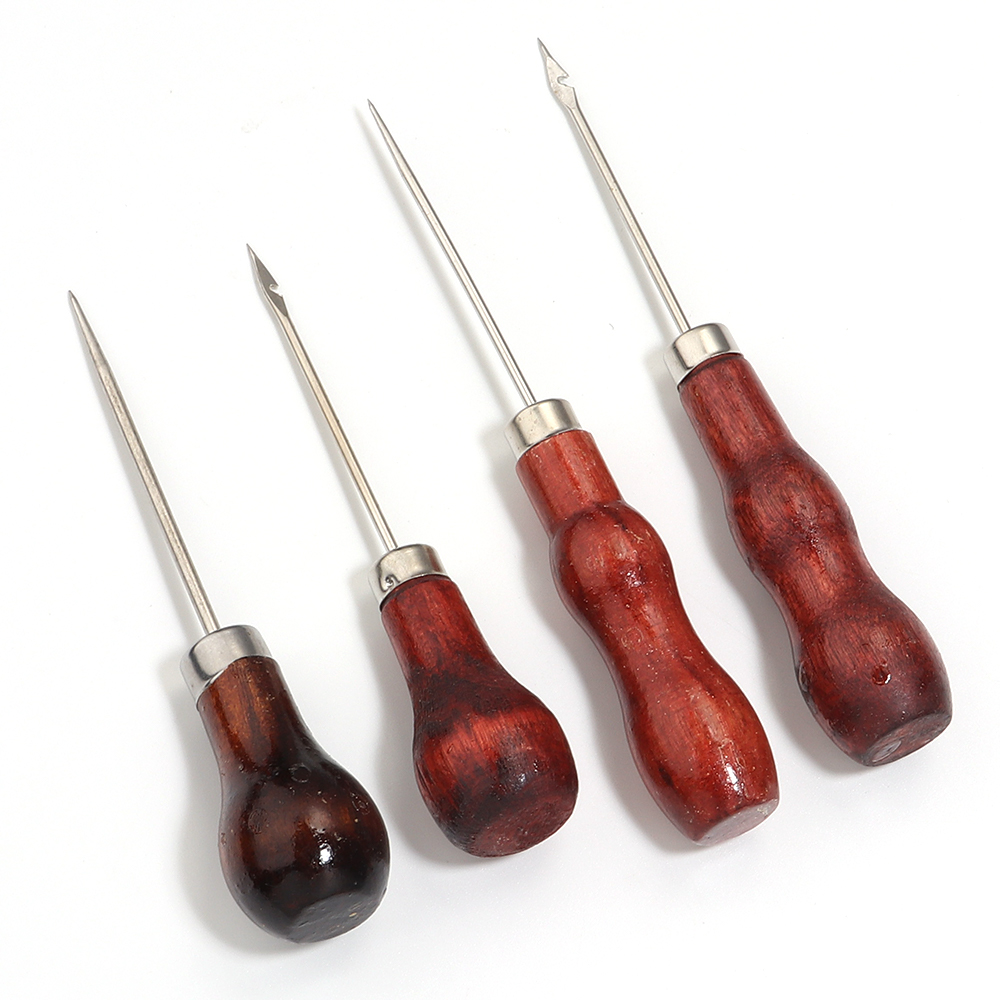 Wooden Handle Awls DIY Leather - Leatherwork Hole Punch recensione e prezzo