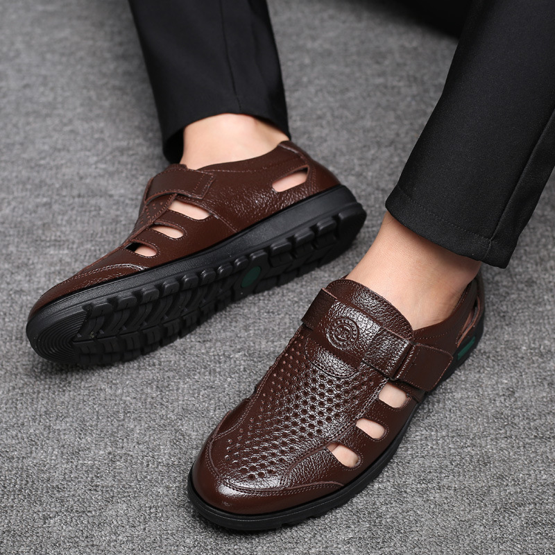 Men's Leather Sandals Hollow O - Leather Work Outfit recensione e prezzo