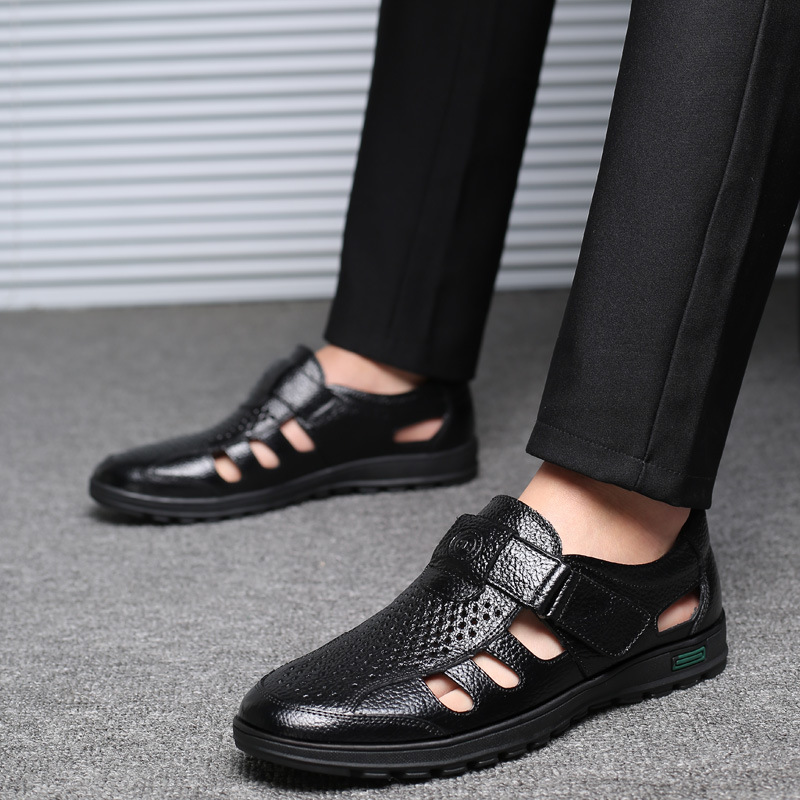 Men's Leather Sandals Hollow O - Leather Work Outfit recensione e prezzo