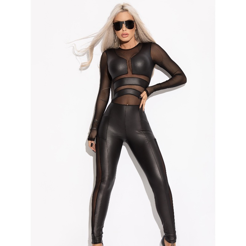 Hot Girl Black Pu Jumpsuits fo - Leather Work Pants recensione e prezzo